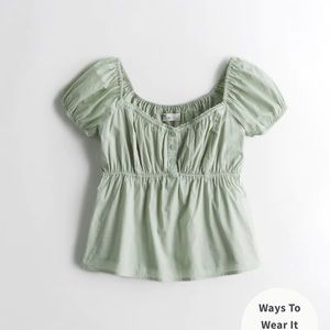 hollister green babydoll top